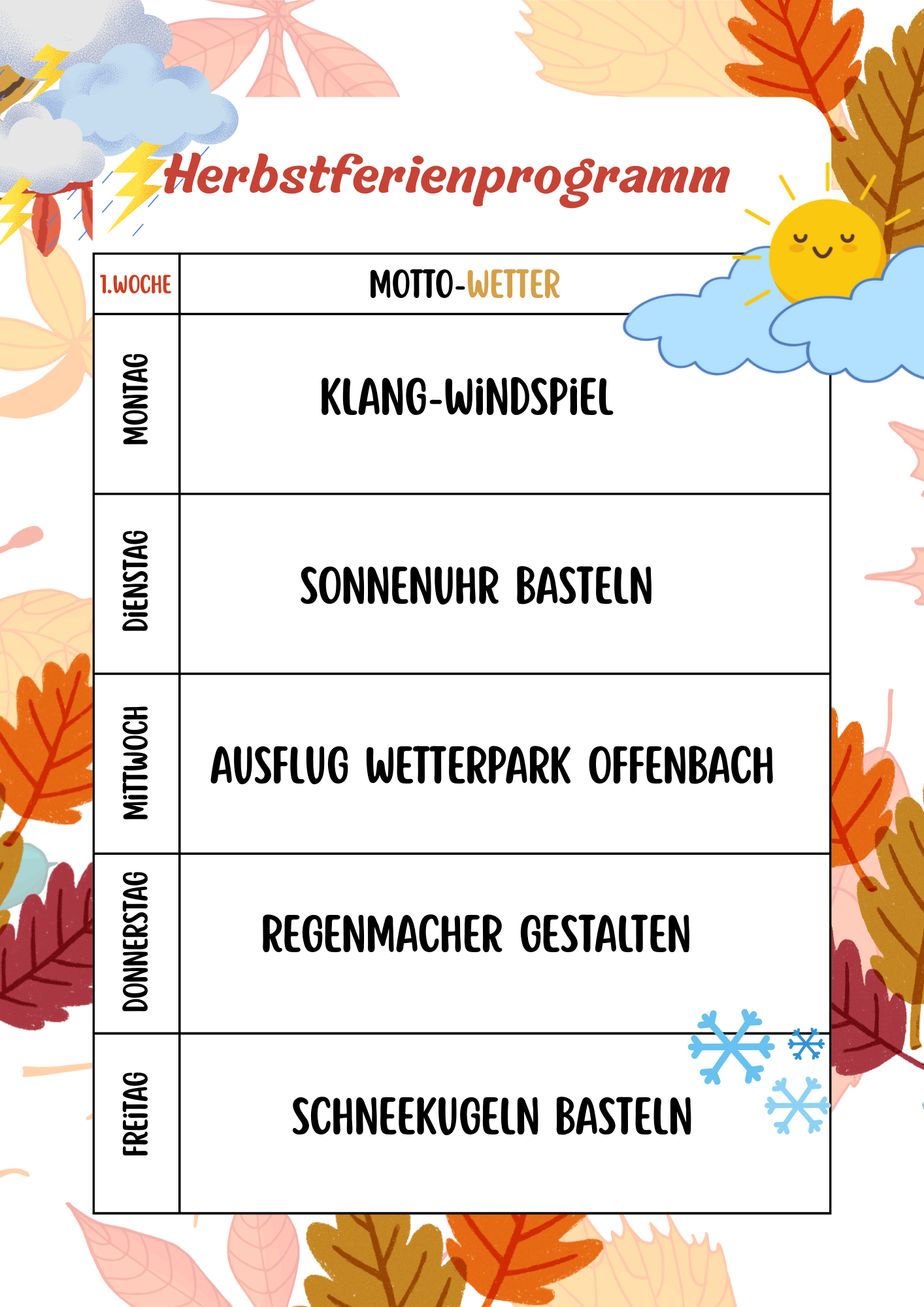 1. Herbstferienwoche